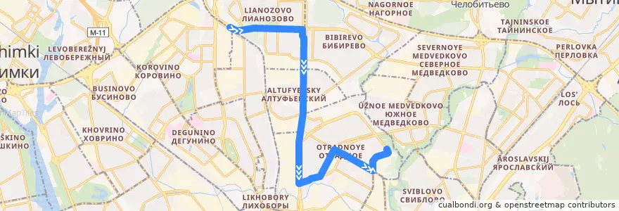 Mapa del recorrido Автобус 98: платформа "Лианозово" - Юрловский проезд de la línea  en Северо-Восточный административный округ.