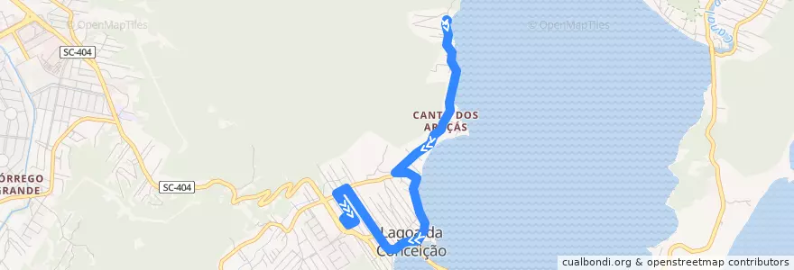 Mapa del recorrido Ônibus 362: Canto dos Araçás, Bairro => TILAG de la línea  en Флорианополис.