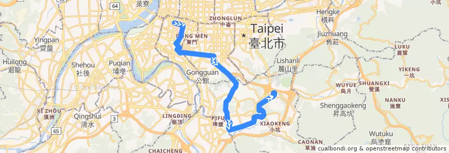 Mapa del recorrido 臺北市 295 動物園-台北車站 (返程) de la línea  en Taipei.