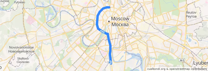 Mapa del recorrido Автобус т10: Метро «Нагатинская» => Самотёчная площадь de la línea  en Москва.