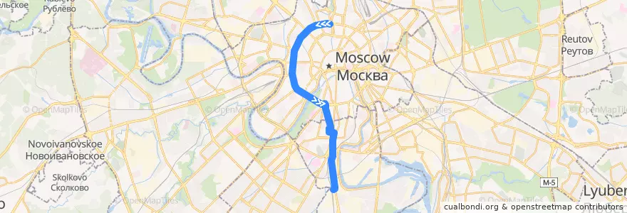 Mapa del recorrido Автобус т10: Самотёчная площадь => Метро «Нагатинская» de la línea  en Moskou.