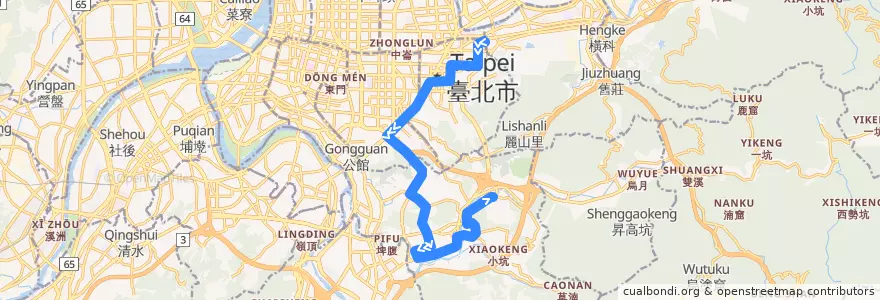 Mapa del recorrido 臺北市 611 動物園-松山車站 (返程) de la línea  en تایپه.