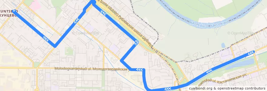 Mapa del recorrido Автобус 135: Метро "Пионерская" - Улица Академика Павлова de la línea  en Westlicher Verwaltungsbezirk.
