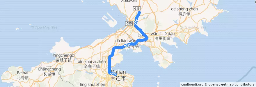 Mapa del recorrido 大连地铁3号线九里段 de la línea  en 다롄 시.
