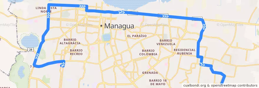 Mapa del recorrido Ruta 112: Colonia Independencia -> Villa Libertad de la línea  en Managua (Municipio).
