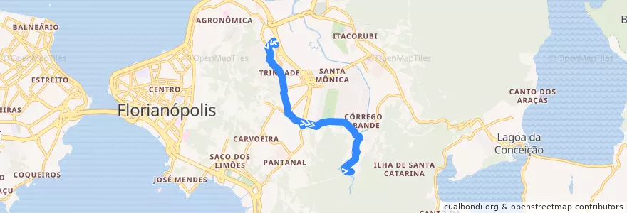 Mapa del recorrido Ônibus 164: Córrego Grande - Poção, TITRI => Poção de la línea  en フロリアノーポリス.