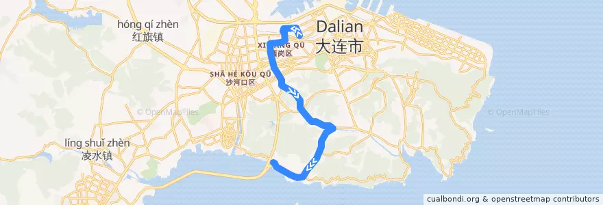 Mapa del recorrido 541 de la línea  en 西岗区.