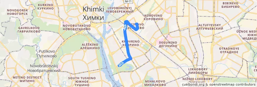 Mapa del recorrido Автобус №673: метро "Речной вокзал" - Бусиново de la línea  en Северный административный округ.