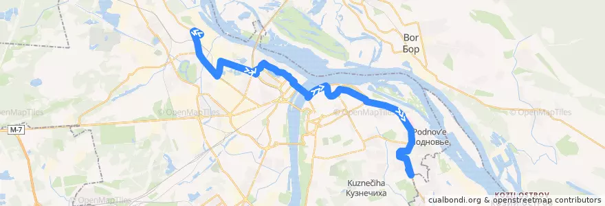 Mapa del recorrido Маршрутное такси 24: Красное Сормово => микрорайон «Верхние Печёры» de la línea  en Nizhny Novgorod.