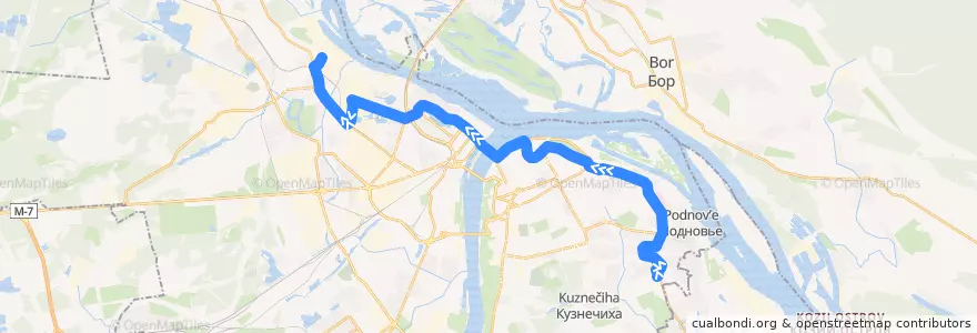 Mapa del recorrido Маршрутное такси 24: микрорайон «Верхние Печёры» => Красное Сормово de la línea  en Nizhny Novgorod.