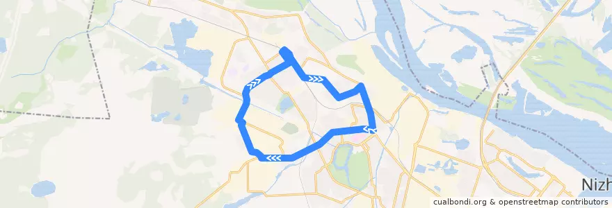 Mapa del recorrido Маршрутное такси 8: по часовой стрелке de la línea  en Nizhny Novgorod.