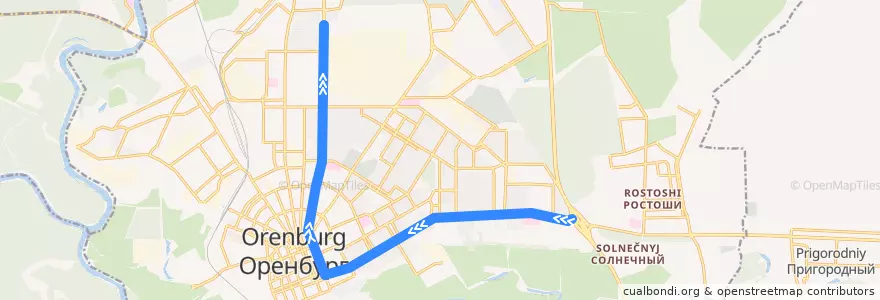 Mapa del recorrido Троллейбус №4: 23 микрорайон - Хабаровская de la línea  en городской округ Оренбург.