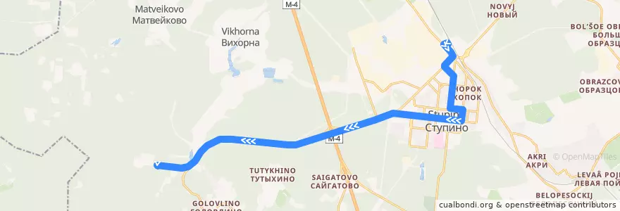 Mapa del recorrido Автобус №52: Вокзал – Головлино de la línea  en городской округ Ступино.