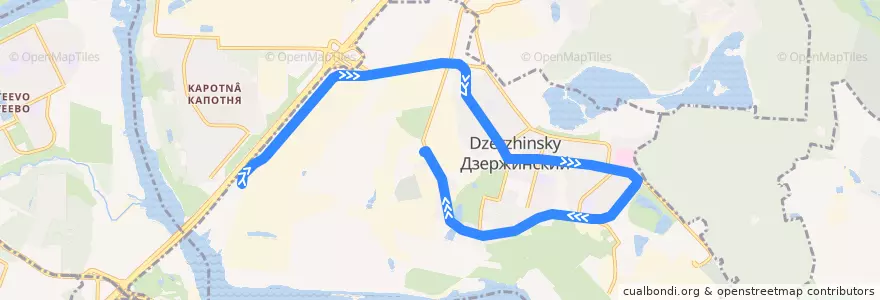 Mapa del recorrido Автобус 1: Агрофирма "Нива" => Университет de la línea  en городской округ Дзержинский.