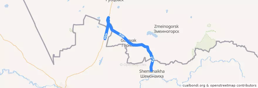 Mapa del recorrido Астана - Риддер de la línea  en .