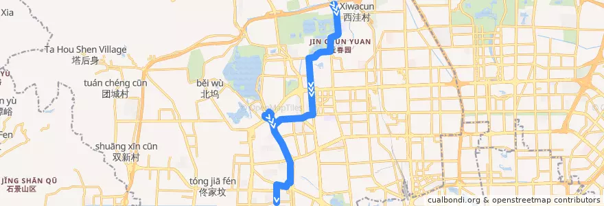 Mapa del recorrido Bus 运通124: 厢白旗桥 => 金庄 de la línea  en 海淀区.