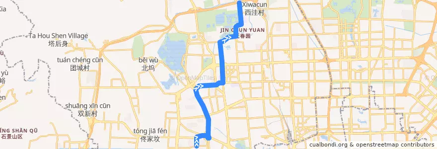 Mapa del recorrido Bus 运通124: 金庄 => 厢白旗桥 de la línea  en 海淀区.