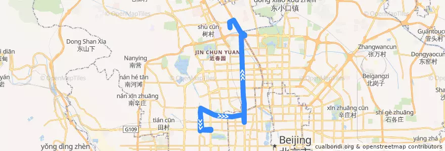 Mapa del recorrido Bus 632: 五路 => 五彩城公交场站 de la línea  en 베이징시.