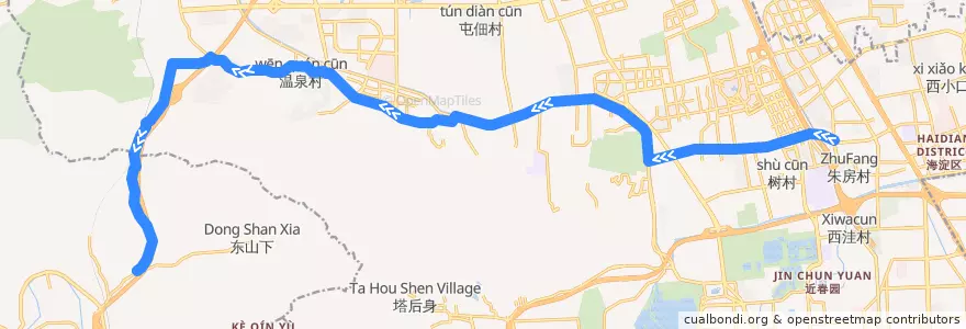 Mapa del recorrido Bus 633: 五彩城公交场站 => 杨坨 de la línea  en 海淀区.