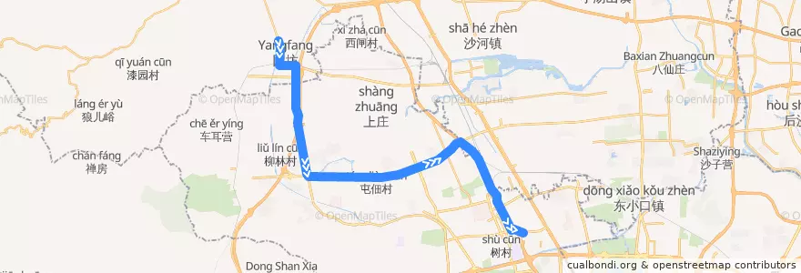 Mapa del recorrido Bus 642: 阳坊北站 => 五彩城公交场站 de la línea  en 海淀区.