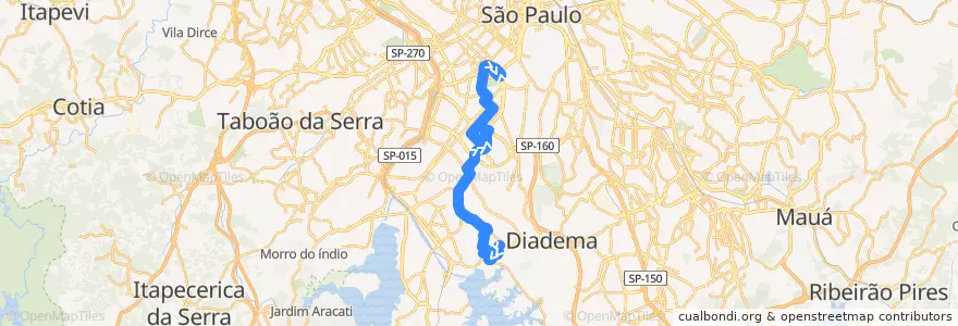 Mapa del recorrido 509J-10 Parque Ibirapuera de la línea  en Сан-Паулу.