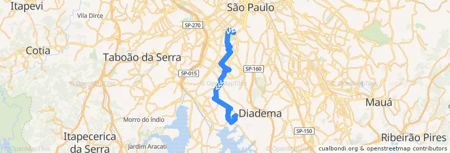 Mapa del recorrido 509J-10 Jardim Selma de la línea  en 聖保羅.