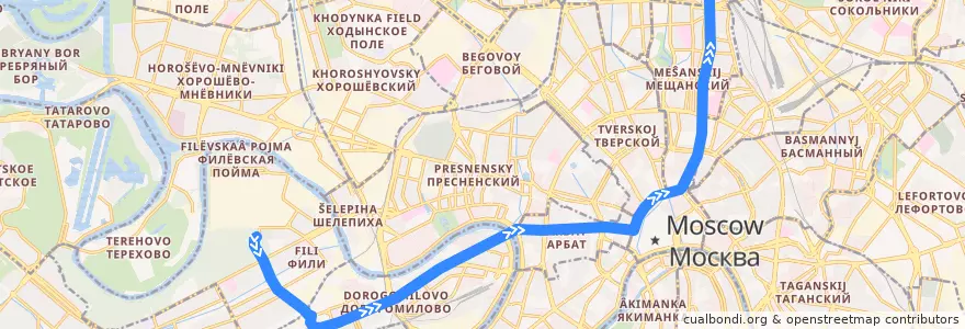 Mapa del recorrido Автобус м2: Фили => Рижский вокзал de la línea  en Москва.