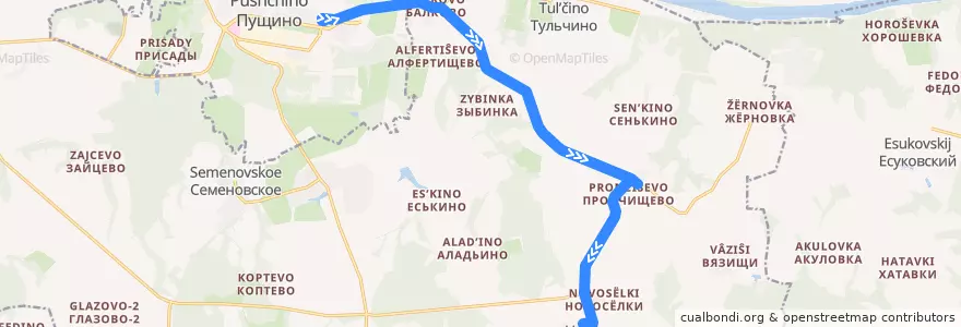Mapa del recorrido Автобус 36: Пущино - Волохово de la línea  en городской округ Серпухов.