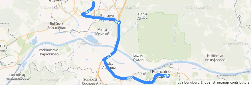 Mapa del recorrido Автобус №26 Автостанция "Пущино" - Станция "Серпухов" de la línea  en городской округ Серпухов.
