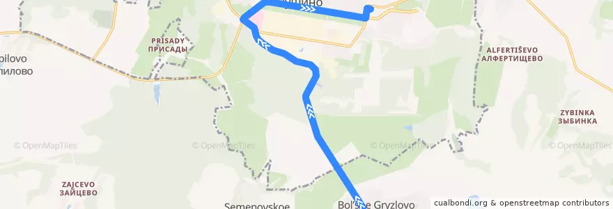 Mapa del recorrido Автобус 37: Большое Грызлово - Пущино de la línea  en городской округ Пущино.