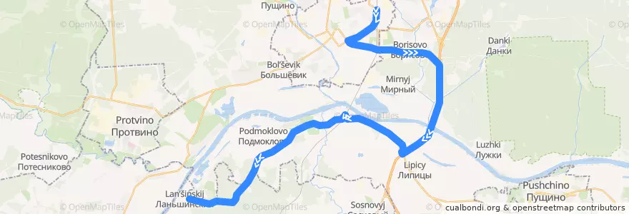 Mapa del recorrido Автобус №28: Станция Серпухов - Посёлок Ланьшино de la línea  en городской округ Серпухов.