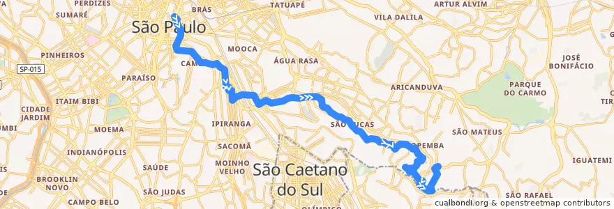 Mapa del recorrido 5142-10 Term. Sapopemba/Teotônio Vilela de la línea  en 聖保羅.