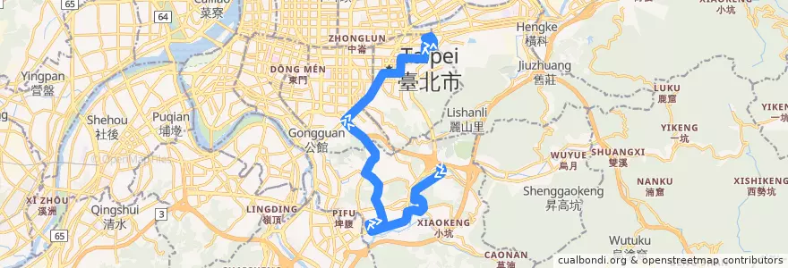 Mapa del recorrido 臺北市 611 動物園-松山車站 (往程) de la línea  en 台北市.