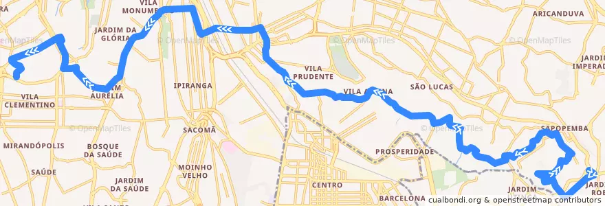 Mapa del recorrido 476G-10 Ibirapuera de la línea  en San Pablo.