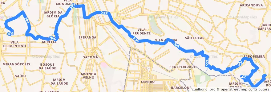 Mapa del recorrido 476G-10 Jardim Elba de la línea  en Сан-Паулу.