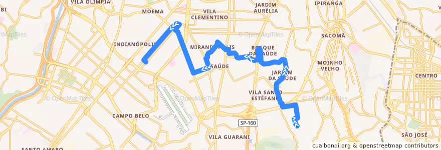 Mapa del recorrido 4725-10 Shopping Center Ibirapuera de la línea  en San Paolo.