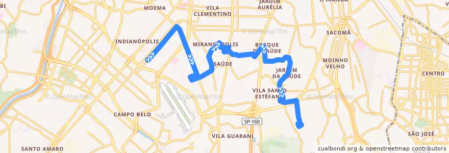 Mapa del recorrido 4725-10 Vila Brasilina de la línea  en São Paulo.