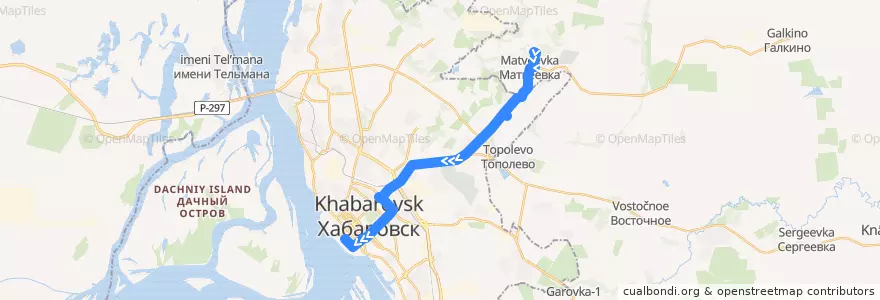 Mapa del recorrido Маршрутное такси 80: Матвеевка - Речной вокзал de la línea  en Khabarovsk.