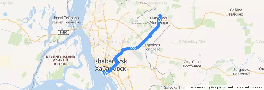 Mapa del recorrido Маршрутное такси 80: Речной вокзал - Матвеевка de la línea  en ハバロフスク地区.