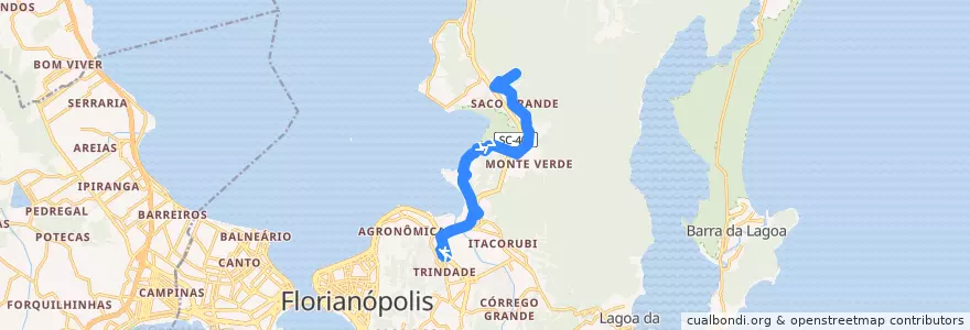 Mapa del recorrido Ônibus 174: Saco Grande via João Paulo, TITRI => Bairro de la línea  en Florianópolis.