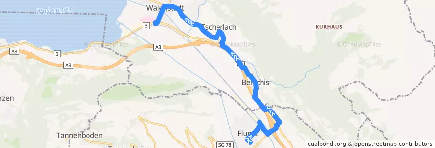 Mapa del recorrido Bus 442: Flums, Oberstufenzentrum => Walenstadt, Bahnhof de la línea  en Walenstadt.