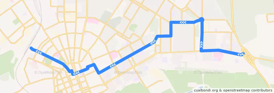 Mapa del recorrido Троллейбус №7: 23 микрорайон - Железнодорожный вокзал de la línea  en городской округ Оренбург.