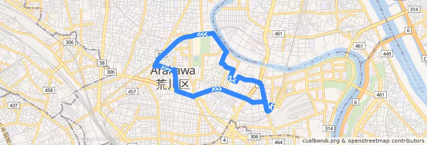 Mapa del recorrido さくら 南千01系統 de la línea  en 东京都/東京都.