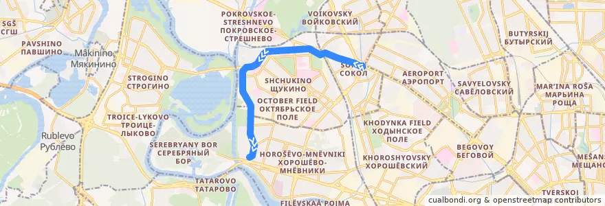 Mapa del recorrido Трамвай 28: Метро «Сокол» => Проспект Маршала Жукова de la línea  en Moscow.