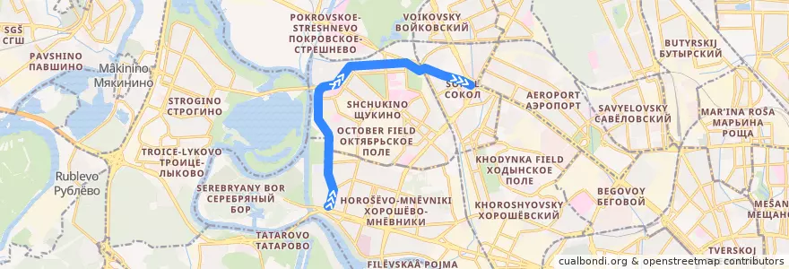 Mapa del recorrido Трамвай 28: Проспект Маршала Жукова => Метро «Сокол» de la línea  en Северо-Западный административный округ.