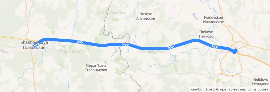 Mapa del recorrido Автобус №32: Шаховская - Волоколамск de la línea  en Oblast Moskau.