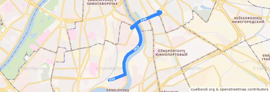 Mapa del recorrido Автобус 184: 3-й Павелецкий проезд => Метро "Пролетарская" de la línea  en Moskou.