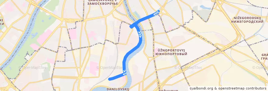 Mapa del recorrido Автобус 184: Метро "Пролетарская" => 3-й Павелецкий проезд de la línea  en Moskou.