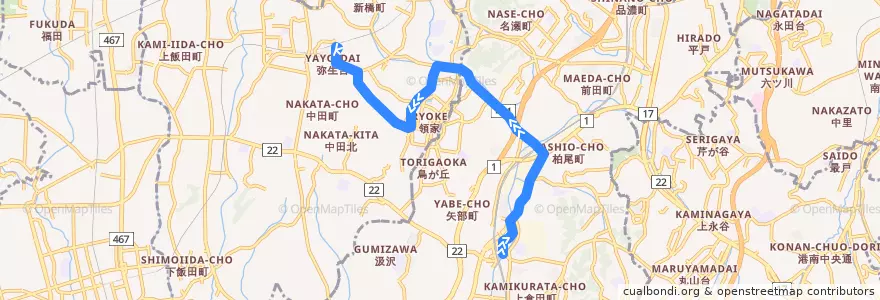 Mapa del recorrido 戸塚39系統 de la línea  en Yokohama.