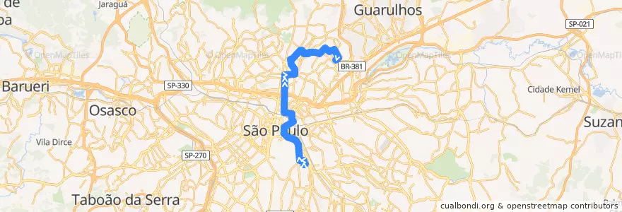 Mapa del recorrido 174M-10 Jardim Brasil de la línea  en 聖保羅.